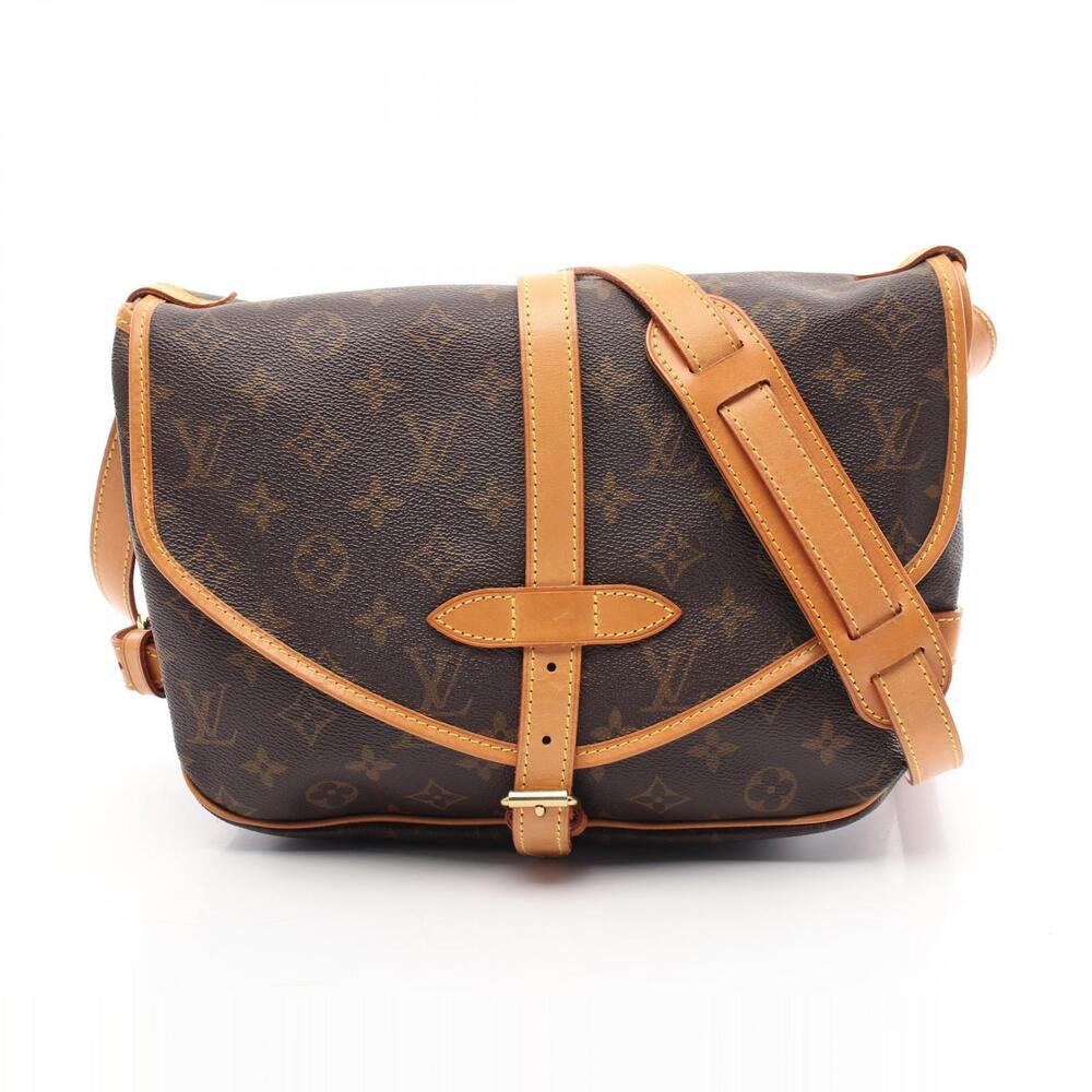 Louis Vuitton Saumur Shoulder Bag Canvas Leather Monogram Brown